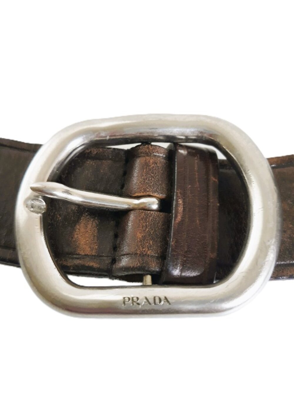 Prada Men's Brown Leather Belt 40 Distressed - Picture 6 of 11